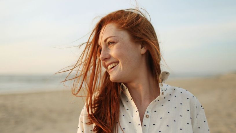 A young woman at the beach.