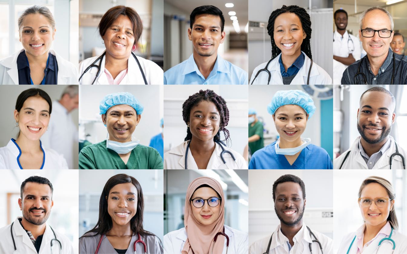 Multiple health professional pic in a grid format